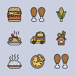 Street Food and Food Trucker icons pack