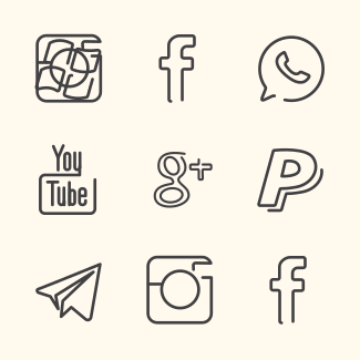 Line-drawn Social Media icons pack