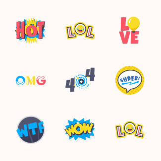 Photo Stickers: Words icons pack