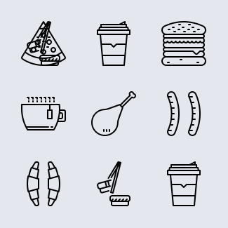 Fast food and Drinks icons pack