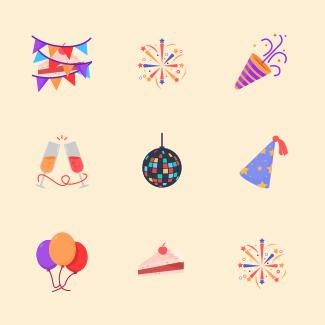 Party New Years icons pack