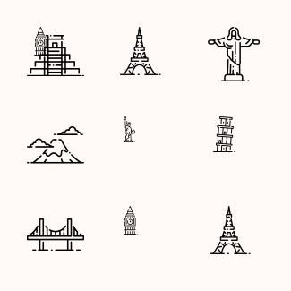 Landmark Outline icons pack