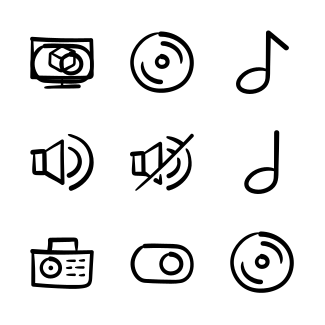 Doodle - Audio / Video / Game icons pack