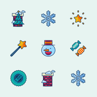 Filled Line Christmas Icons icons pack