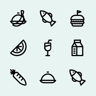 Food and Equipment (Line) icons pack