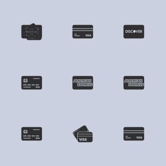 Major Credit Cards - Glyph icons pack