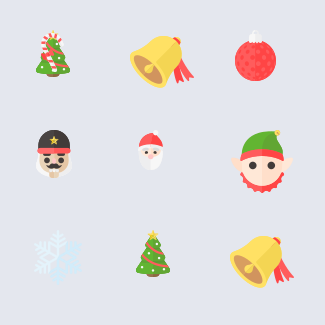 Merry flat Christmas icons pack