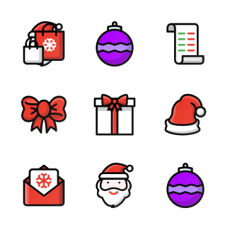 Free Color Outline Christmas icons pack
