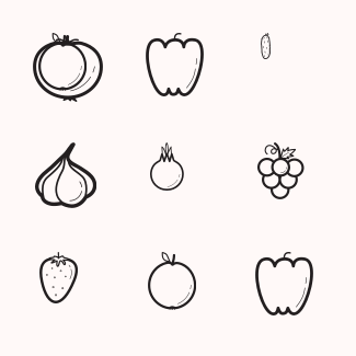Fruits and veggies icons pack