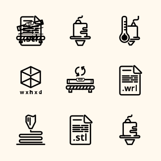 3D Printing Line icons pack