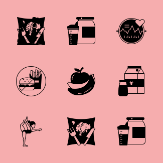 Dompicon Glyph Fitness & Diet icons pack