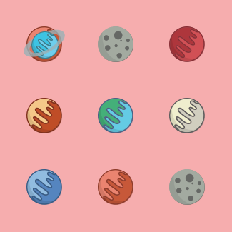 Planets icons pack