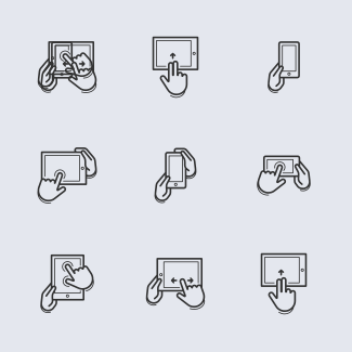 Handheld Devices and Hand Gestures icons pack