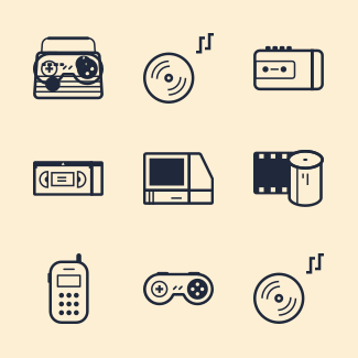 Retro items icons pack