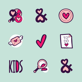 Color Doodle Wedding icons pack