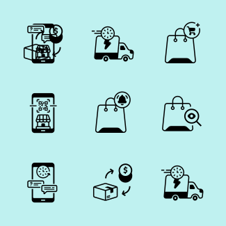 Online Shopping Fill - Shoppers features icons pack