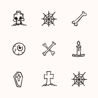 Halloween Scarry hand-drawn Black icons pack