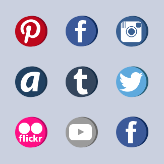 Social Media : Colours (mouse over) and gray scale icons pack