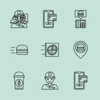 Food delivery icons pack