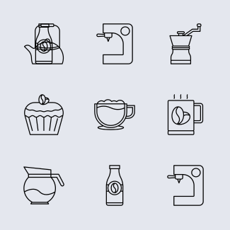 Coffee shop icons pack