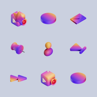 3D Isometric Gradient icons pack