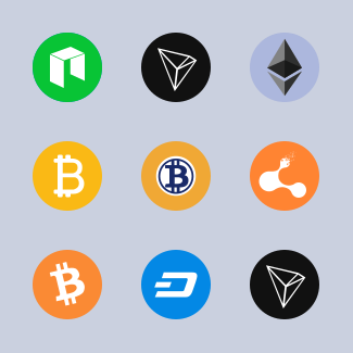 Crypto currency and coin icons pack