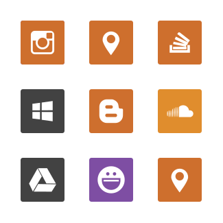 Miu square flat social icons pack