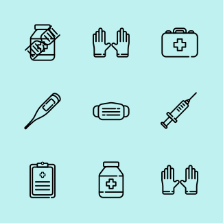 Medical equipment icons pack