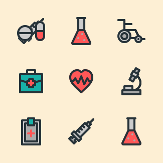Medical & healthcare set (filled outline) icons pack