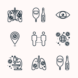 CoronaVirus outline set icons pack