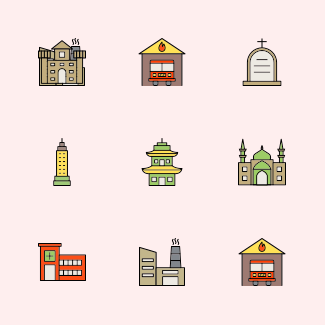 2 - Building Line filled icons pack