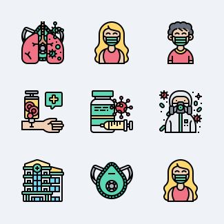 Coronavirus Covid 19 icons pack