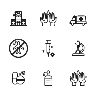 Coronavirus or Covid-19 icons pack