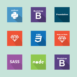 Long shadow web icons icons pack