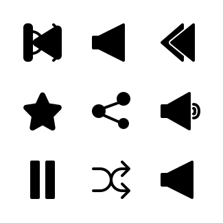 Media player (solid black) icons pack