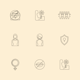 Feminism Line - Girl Power icons pack