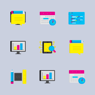 CMYK: Product development icons pack