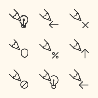 Writing signs icons pack