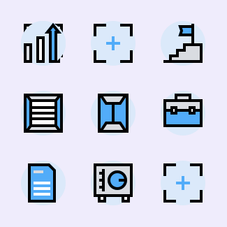Business Thirty Two - Blue Background icons pack