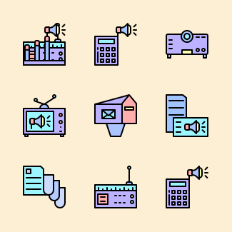Advertising Filled Outline icons pack