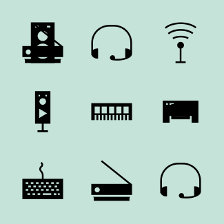 Computer Hardware Glyphs vol 1 icons pack