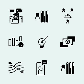 Business Rounded outline fill style icons pack