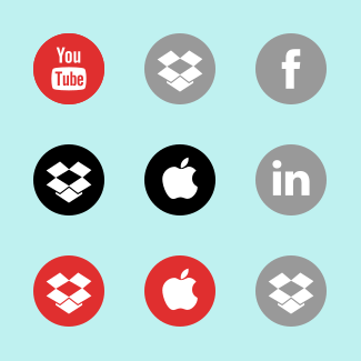 Free Round Stitches Social Media Icons icons pack