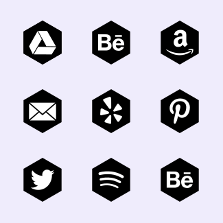 Miu hexagon black social icons pack