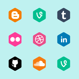 Hexagon Social Media icons pack