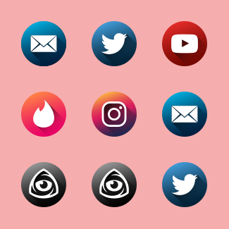 Social Media | Circle Long Shadow icons pack