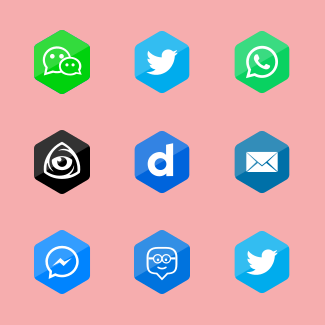 Social Media | Hexagon icons pack