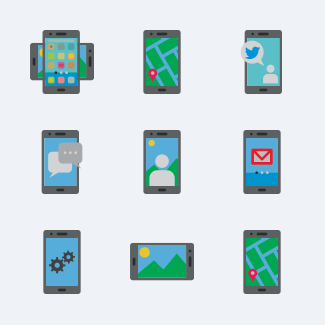 Colored Hand Phone icons pack