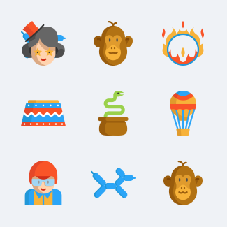 Circus icons pack