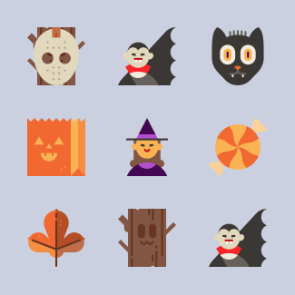 Halloween elements icons pack